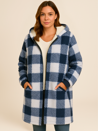 Manteau à Capuche | Doublé Chaud | Motif Carreaux