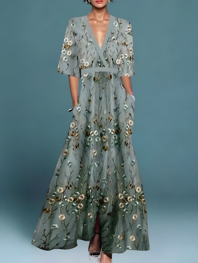 Laure | Robe Portefeuille Élégante Fleurie