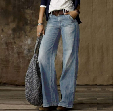 Pantalon large femme – Coupe décontractée – Longueur cheville – Tissu respirant structuré