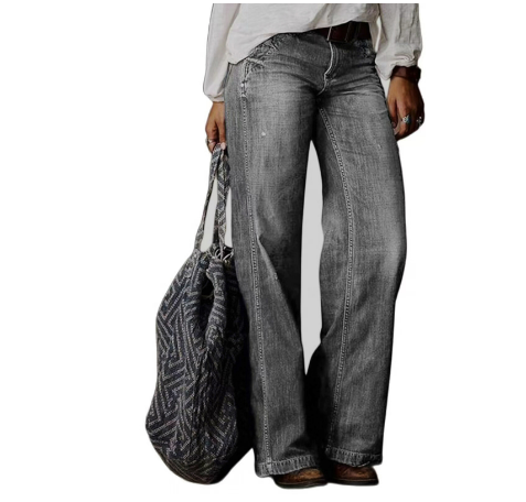 Pantalon large femme – Coupe décontractée – Longueur cheville – Tissu respirant structuré