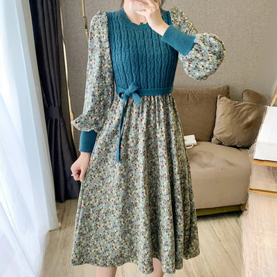 DAYSI - Robe Hivernale à Motifs de Fleurs pour Femmes