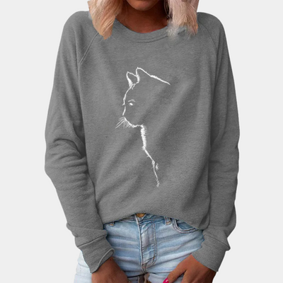ADRIA - Pull décontracté pour femmes avec un adorable motif de chat