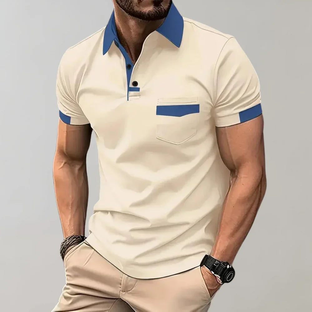 Polo homme – Coupe slim – Maille douce respirante – Poche poitrine – Style décontracté