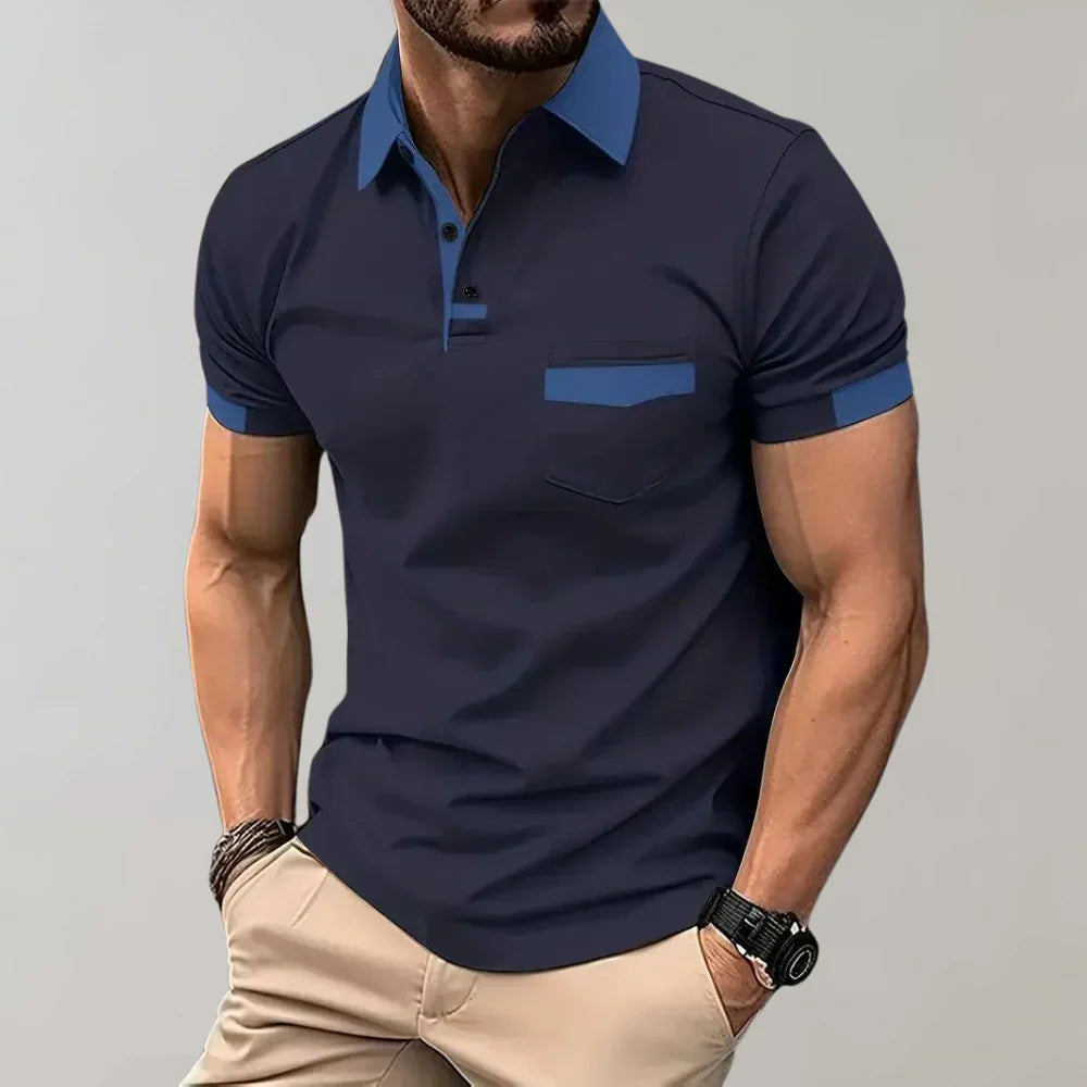 Polo homme – Coupe slim – Maille douce respirante – Poche poitrine – Style décontracté