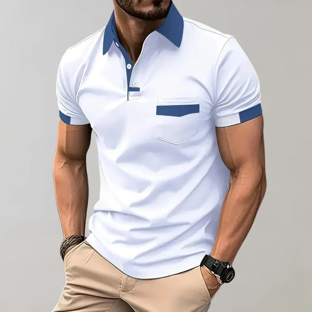 Polo homme – Coupe slim – Maille douce respirante – Poche poitrine – Style décontracté