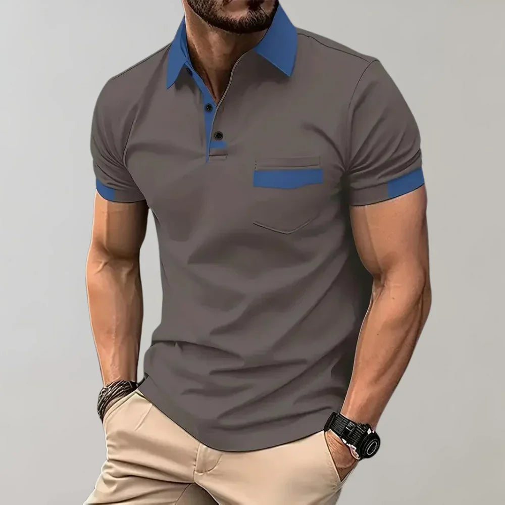 Polo homme – Coupe slim – Maille douce respirante – Poche poitrine – Style décontracté