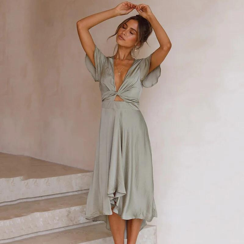 Femme Boheme Midi Robe d’été – Mable