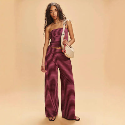 Lesli™ | Ensemble Deux Pièces Rayé Élégant