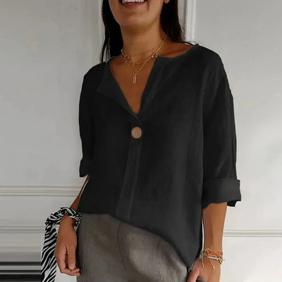 Siri™ | Blouse Lin Naturelle Bouton Signature