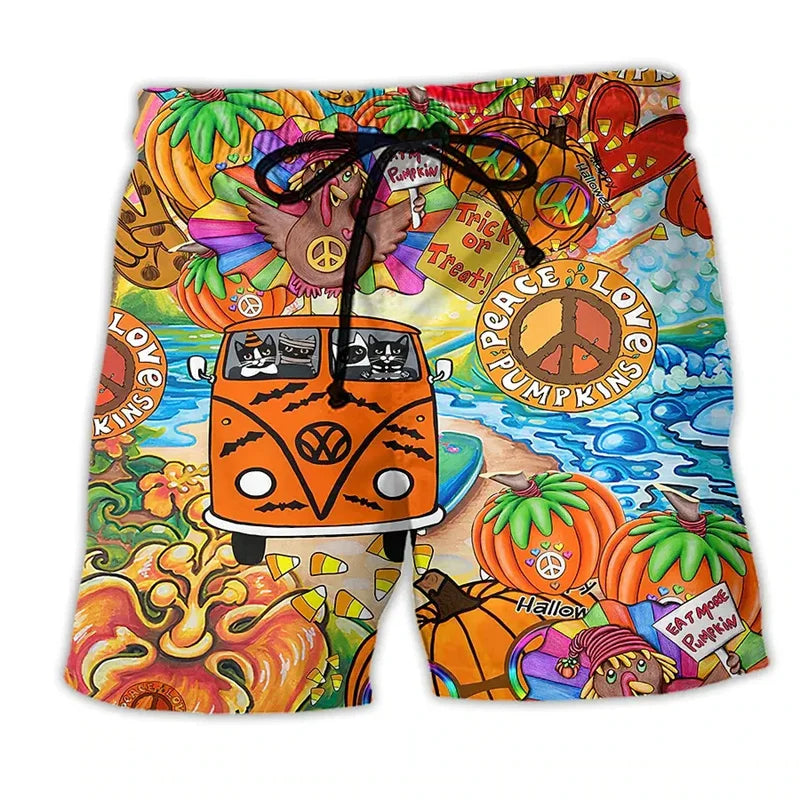 Short de bain homme – Coupe régulière – Séchage rapide – Taille ajustable – Imprimé boho
