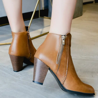 Aria - Bottines à talons hauts avec double zipper