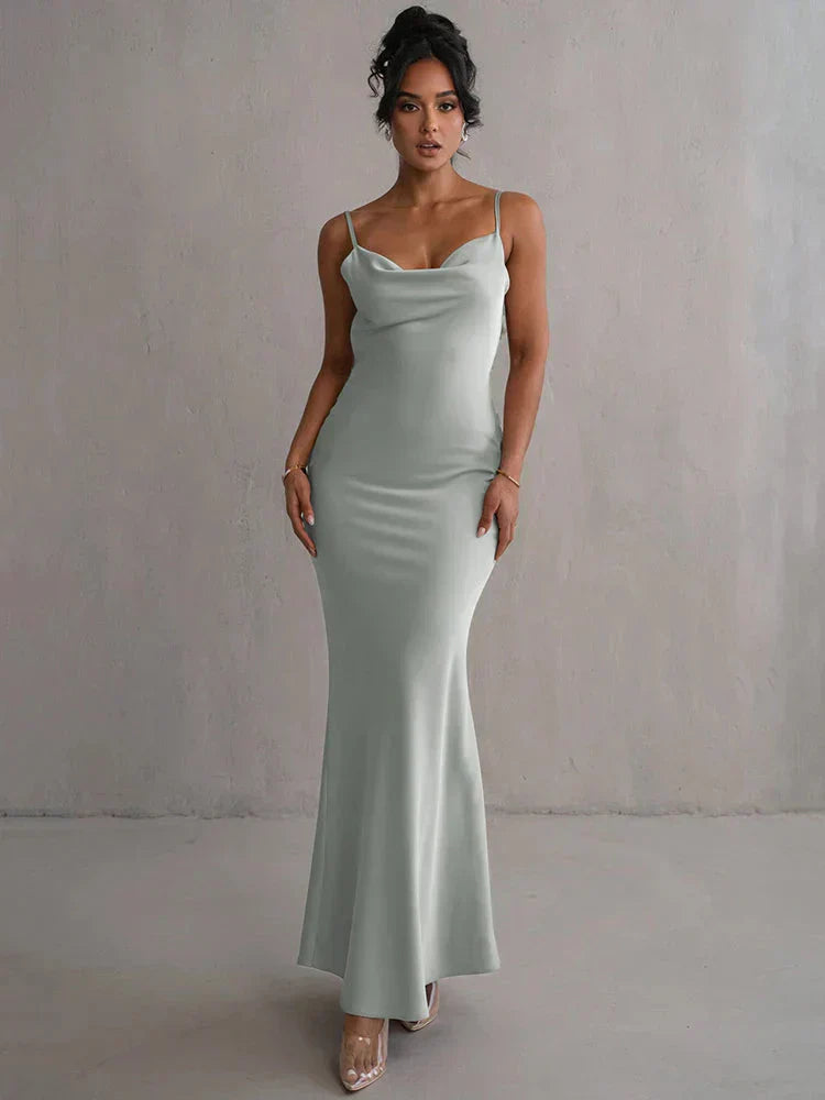 Cassiane - Robe en satin avec fleurs