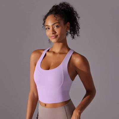 Brassière de sport femme – Maintien élevé – Dos nageur – Tissu stretch respirant