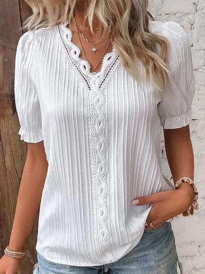 Senna™ | Blouse Brodée Col en V Romantique