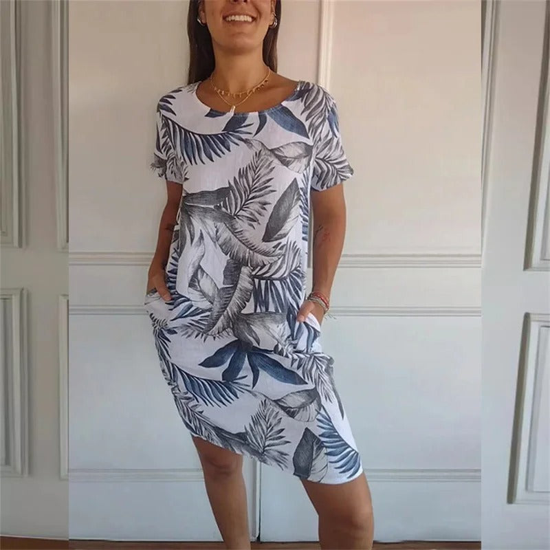 Robe élégante à imprimé botanique