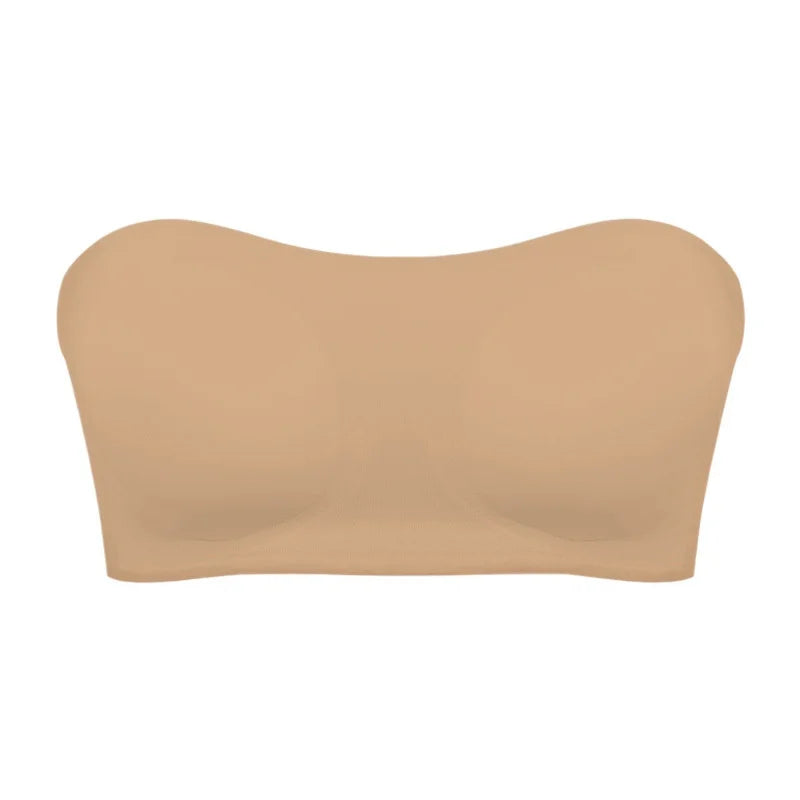 Soutien-gorge femme sans bretelles – Push-up sculptant – Maintien antidérapant – Finition invisible