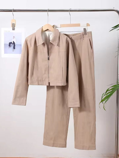 Ensemble veste zippée et pantalon taille haute