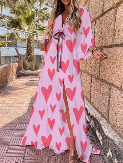 Isla™ | Robe Longue Bohème à Imprimé Multicolore et Manches Kimono