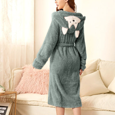 Brinley - Peignoir à capuche en flanelle épaisse pour femmes - Parfait pour les journées d'automne décontractées !