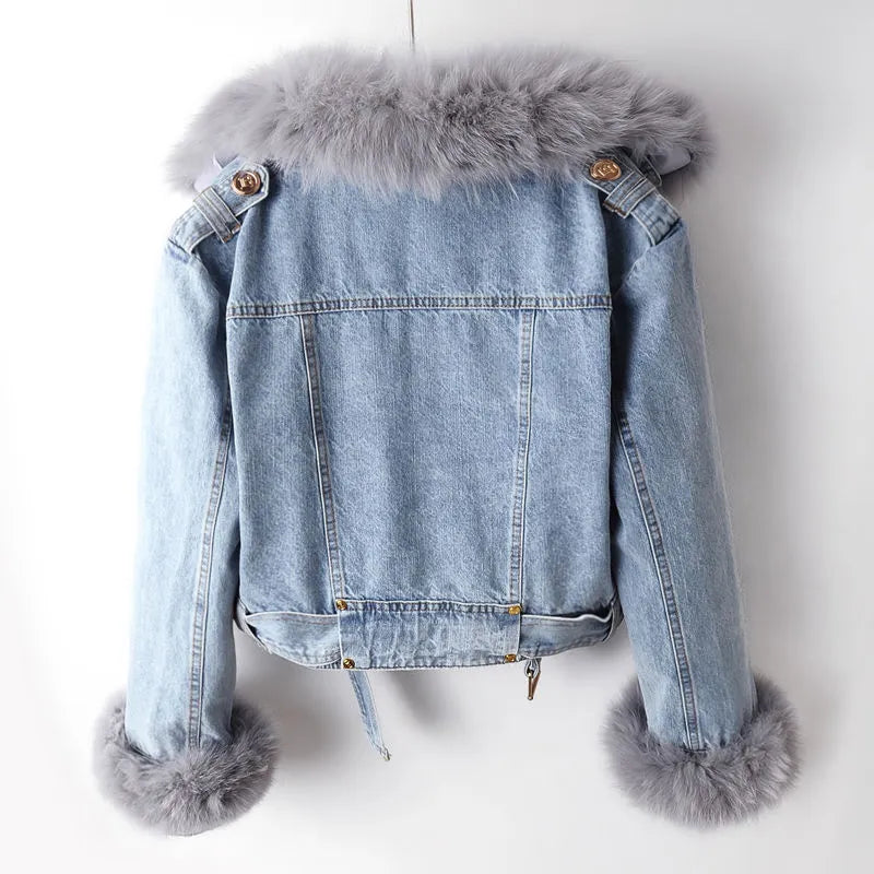 Veste en Jean Élégante avec Fausse Fourrure - Camille™