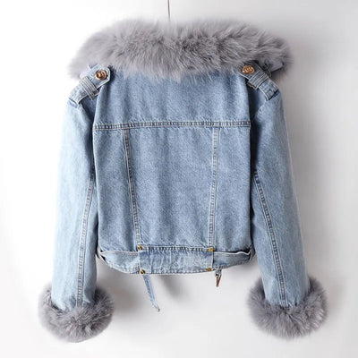 Veste en Jean Élégante avec Fausse Fourrure - Camille™