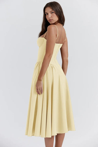 Éléanor - Robe D'Été Midi Chic Corsaire Pour Les Occasions Spéciales