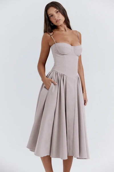 Éléanor - Robe D'Été Midi Chic Corsaire Pour Les Occasions Spéciales