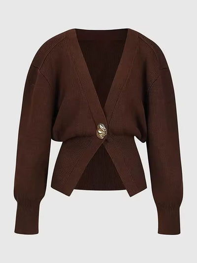 Cardigan Slim Fit en Tricot à Col V Profond