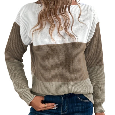 Juliette™ | Élégant pull-over patchwork tricolore