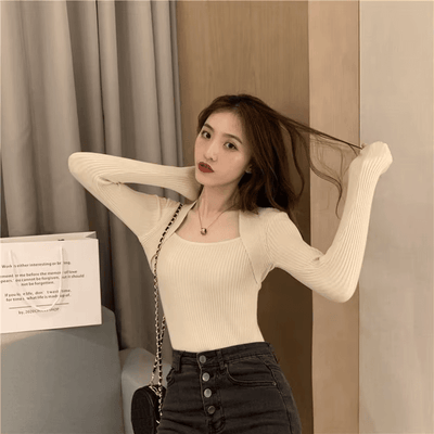Frieda™ - Pull en tricot doux et chaud avec col carré