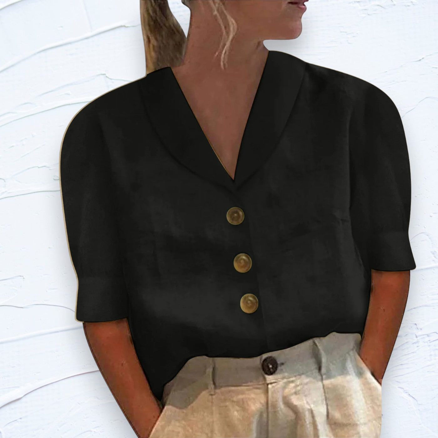 Blouse Chic pour Dames avec Col et Boutons - Vivienne