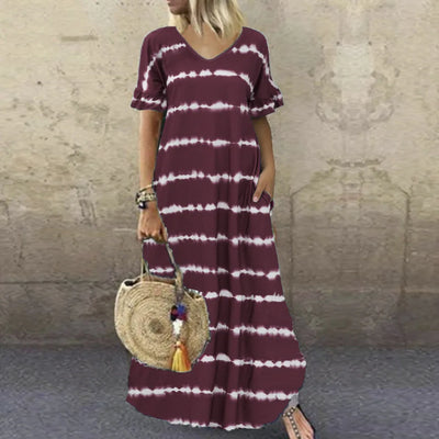 Marie™ | Robe Longue Bohème à Rayures Élégantes
