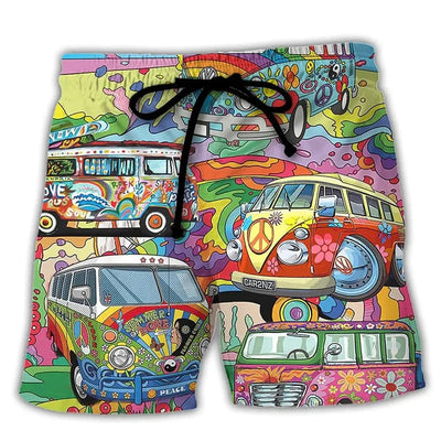 Short de bain homme – Coupe régulière – Séchage rapide – Taille ajustable – Imprimé boho