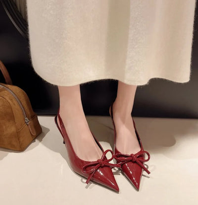 Bow Pointed Toe High Heels Sandals Women Brand Designer Shoes Fashion Slides Sexy Slingback Shoes Elegant Mules Sandals Female