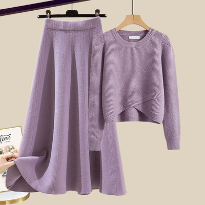 Erika™ - Ensemble Lounge en Pull Tricoté et Jupe Élégante