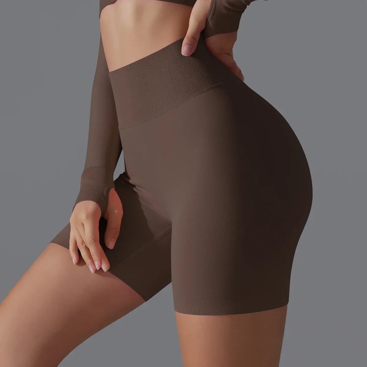 Leonida - Short d'entraînement sans couture avec taille haute pour femmes