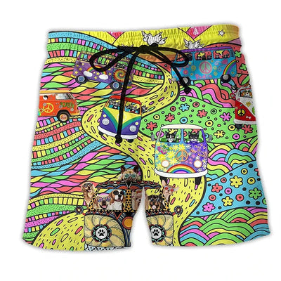 Short de bain homme – Coupe régulière – Séchage rapide – Taille ajustable – Imprimé boho