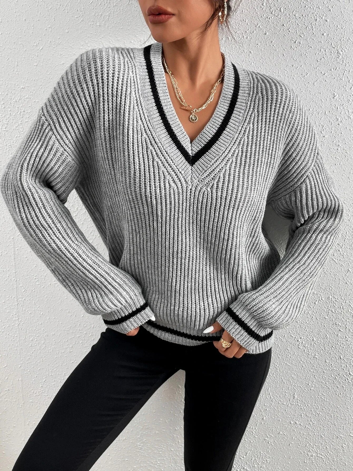 Marina | Pull en tricot gaufré rayé