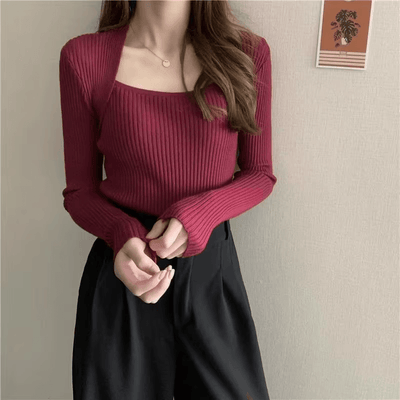 Frieda™ - Pull en tricot doux et chaud avec col carré