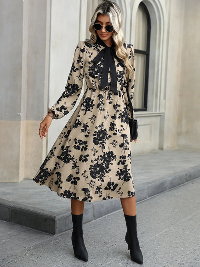 Kylie | Bow-Tie Floral Print Dress Elegant and Timeless