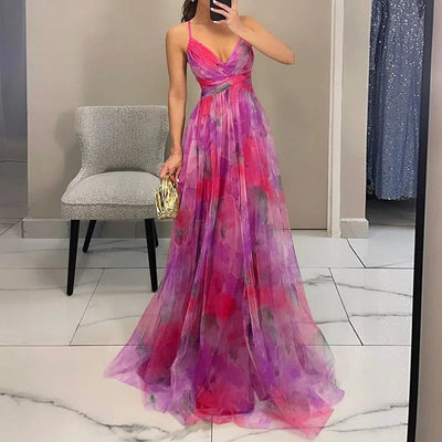 Giselle - Magnifique robe longue avec impression florale
