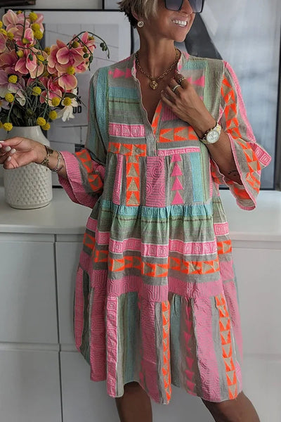 Ava™ | Robe d’Été Col en V en Coton et Chanvre
