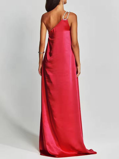 Robe de soirée Simple dos nu à col oblique