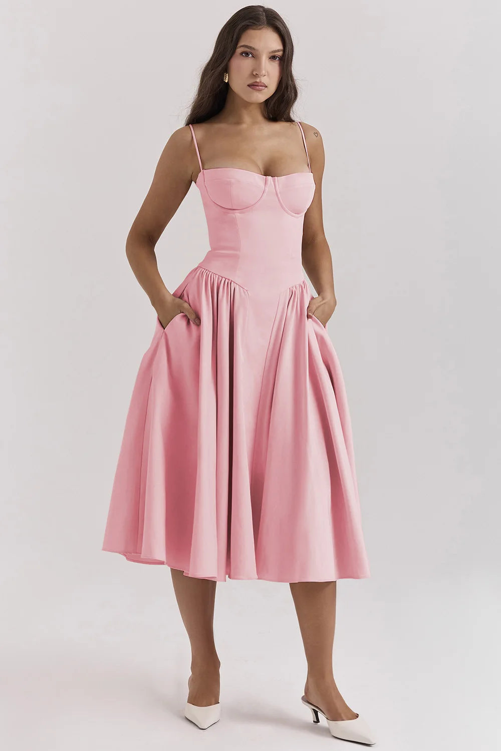 Éléanor - Robe D'Été Midi Chic Corsaire Pour Les Occasions Spéciales