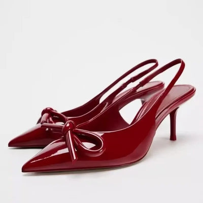Bow Pointed Toe High Heels Sandals Women Brand Designer Shoes Fashion Slides Sexy Slingback Shoes Elegant Mules Sandals Female