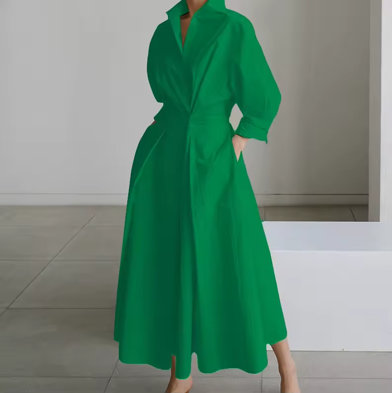 Karina | Collared Shirt Dress with Button-Down Front and Cinched Waist