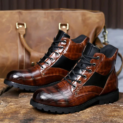 Bottes en Cuir Crocodile Luxueuses à Coupe Large