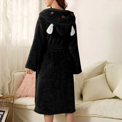 Brinley - Peignoir à capuche en flanelle épaisse pour femmes - Parfait pour les journées d'automne décontractées !