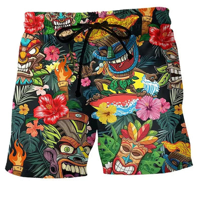 Short de bain homme – Coupe régulière – Séchage rapide – Taille ajustable – Imprimé boho