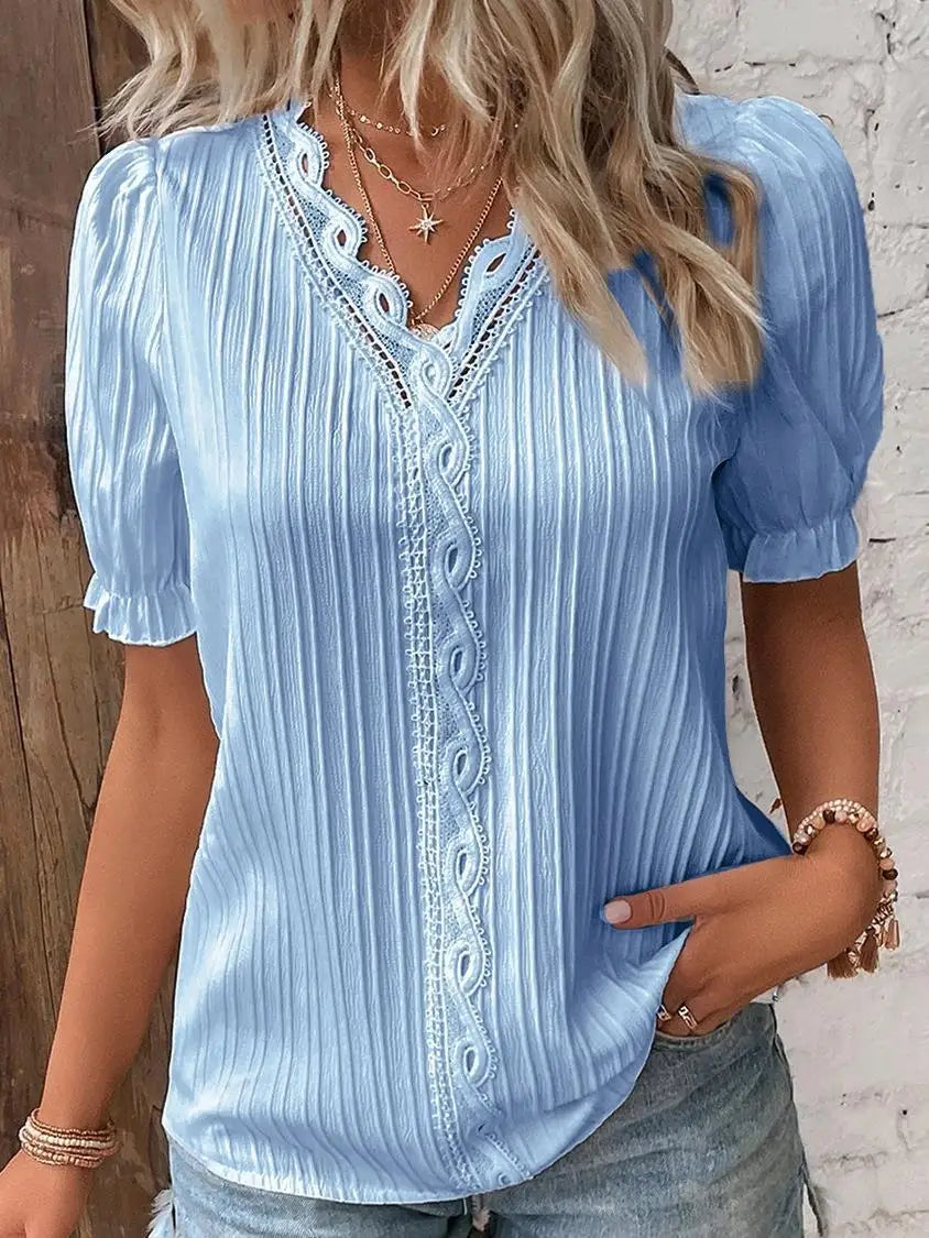 Senna™ | Blouse Brodée Col en V Romantique